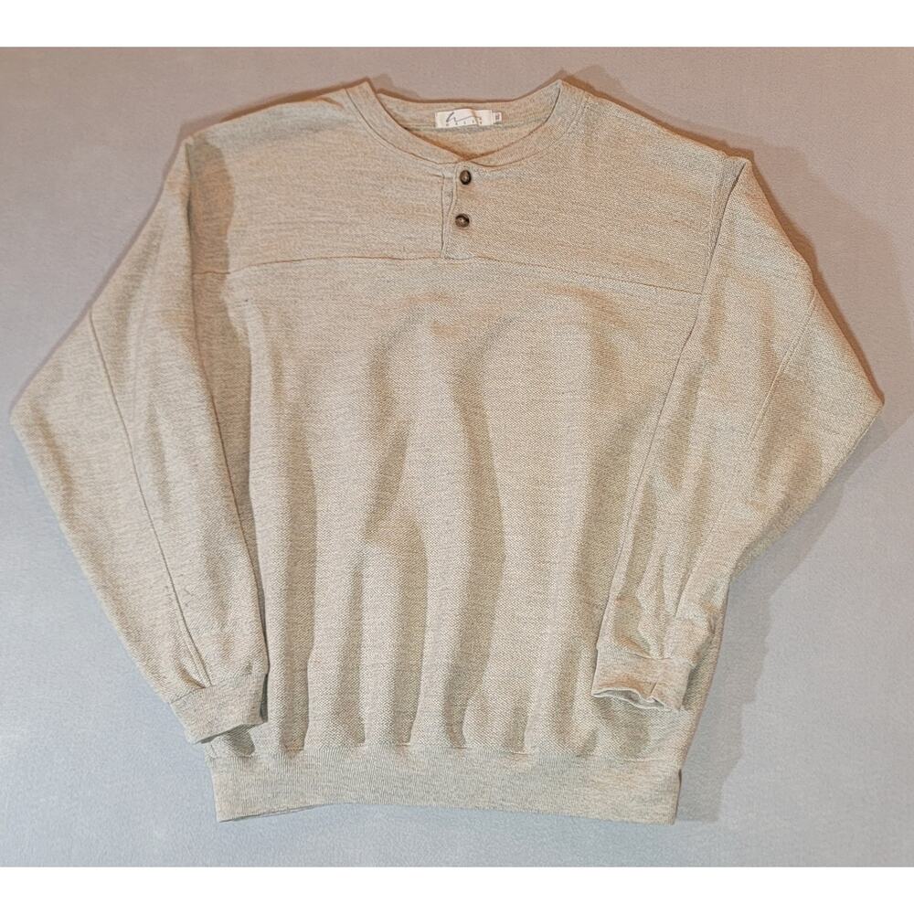 Haley Men’s Heathered Cream Henley Pullover Sweater XL